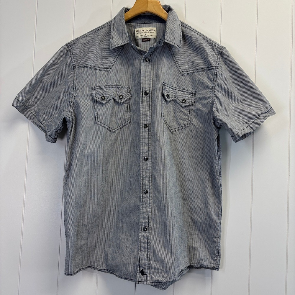 Cody James Mens Western Striped Snap Front Shirt Size L Ranch Farm Boy Rodeo